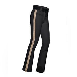 Goldbergh Edge Pippa Belted Ski Pants Black Gold Metallic Logo Waterproof US 12